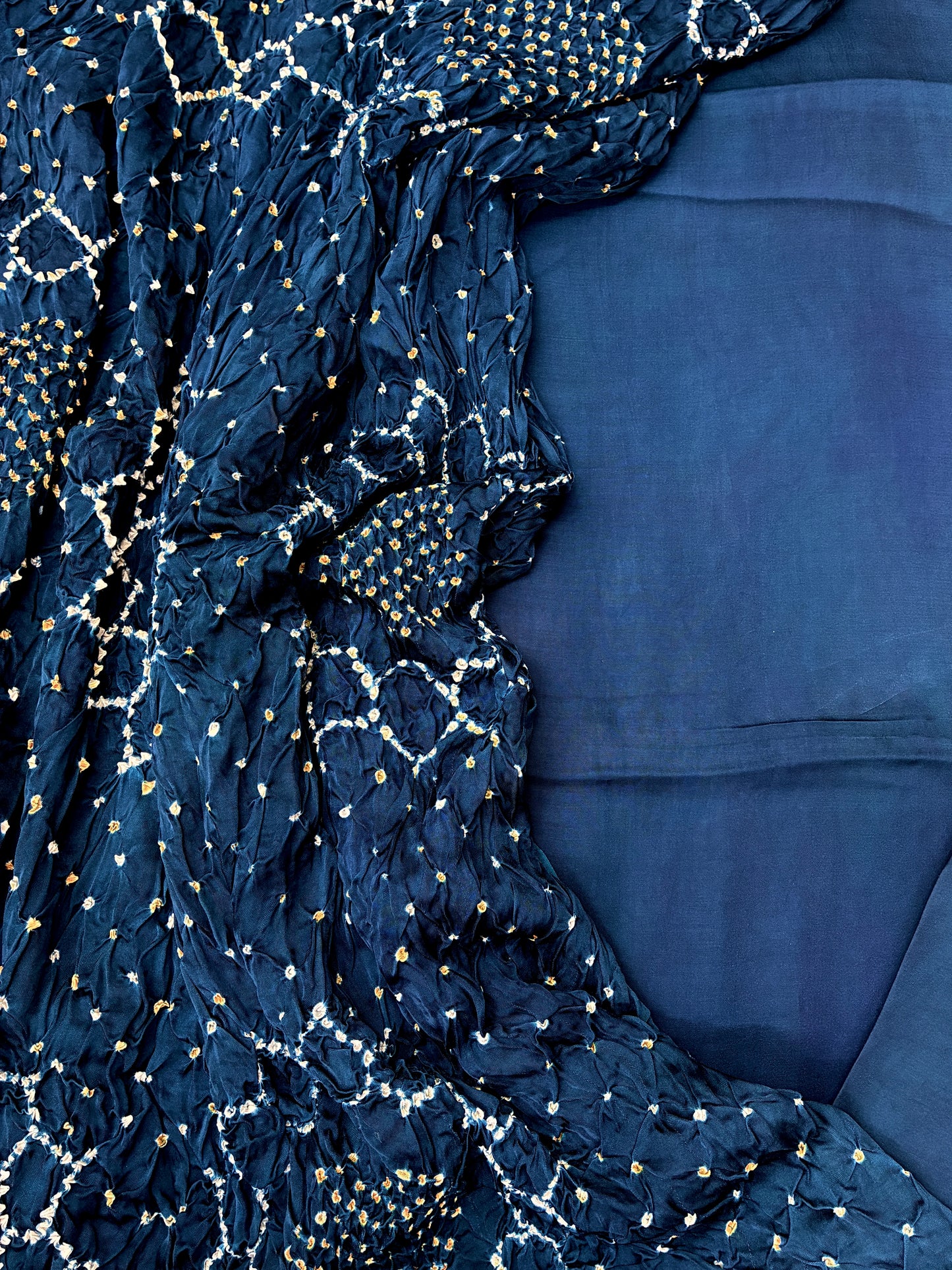 Modal Silk Suit Set with Rai Bandhej Dupatta (Blue)