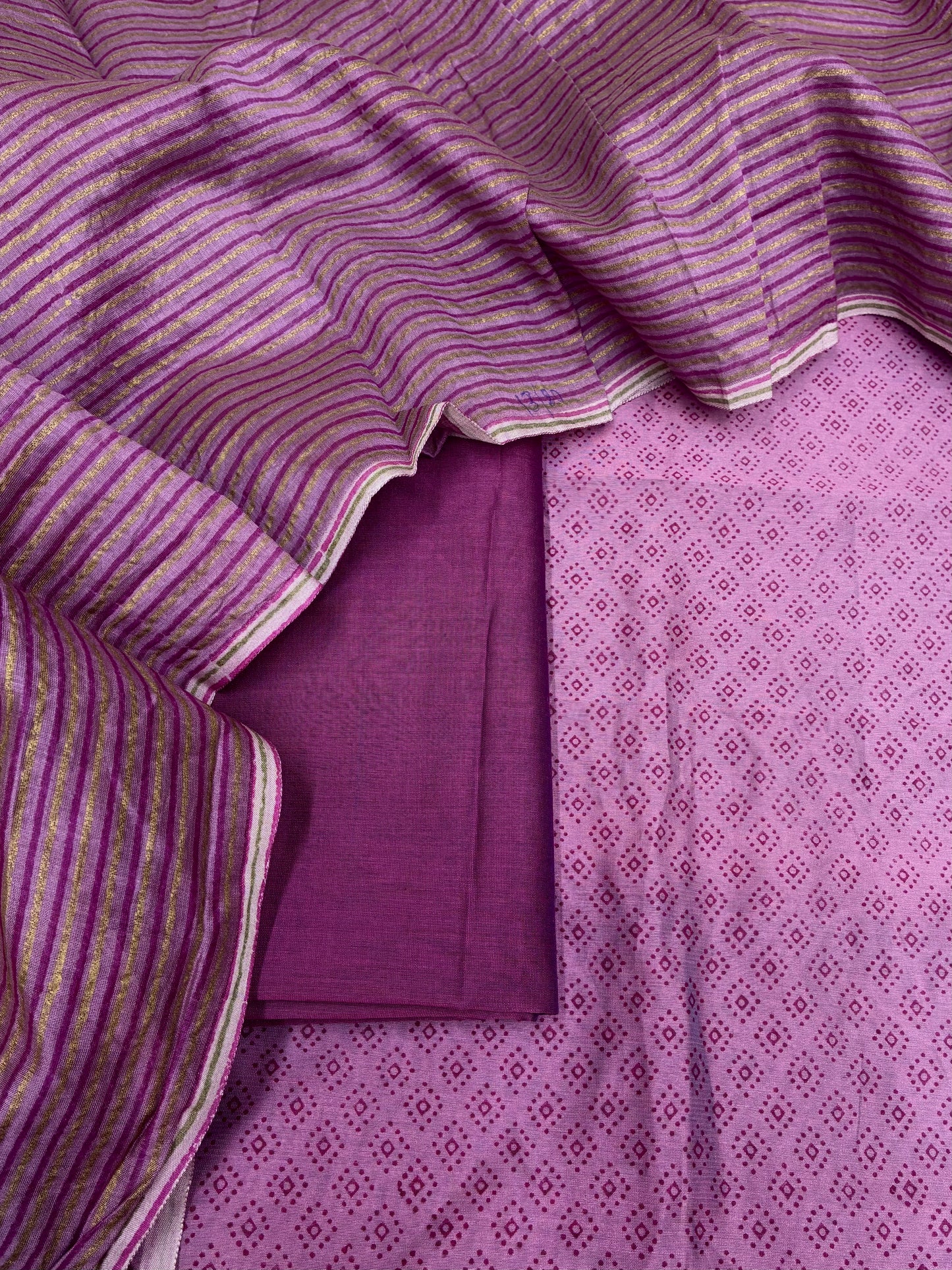 Onion Pink Chanderi Block Print Suit Set
