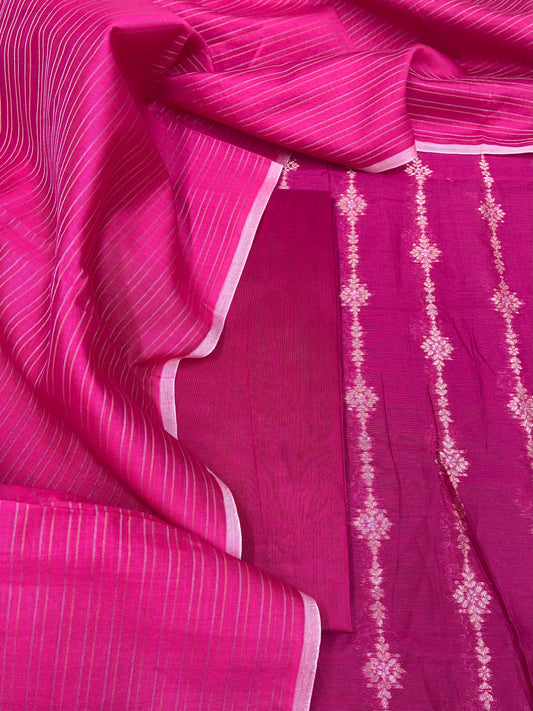 Majenta Chanderi Block Print Suit Set