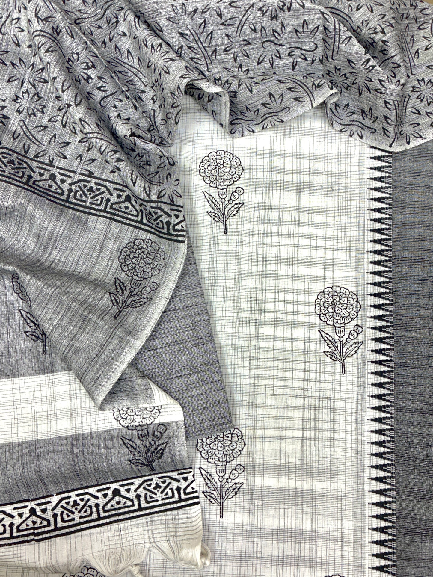 Handloom Cotton Hand Block Printed Suit Set #1