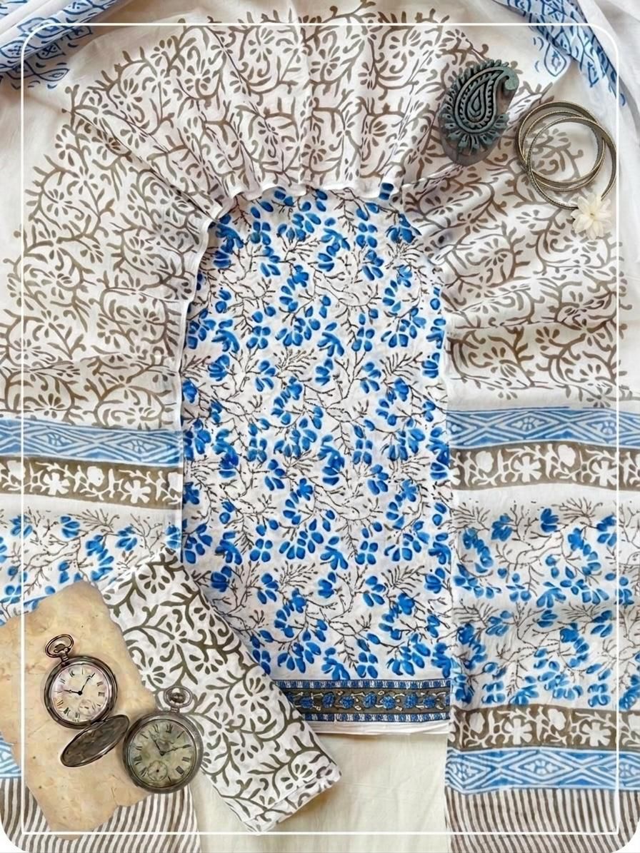Cotton Sanganeri 3 Pc Suit Set #06