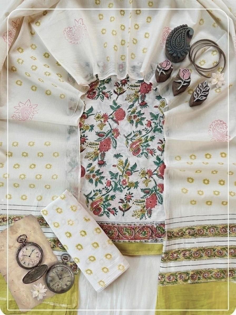 Cotton Sanganeri 3 Pc Suit Set #07